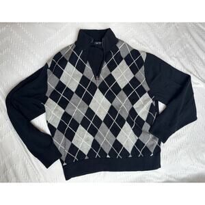 GUC Cremieux size XL argyle sweater black and grey
